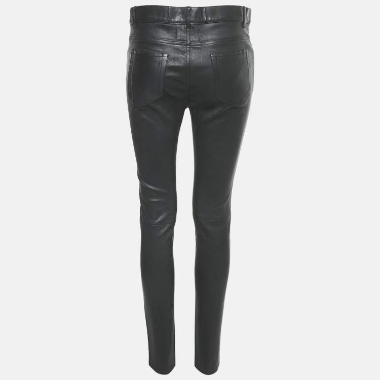 Pre Owned Saint Laurent Paris Black Leather Skinny Pants L