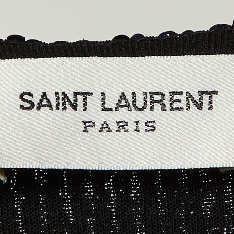 Pre Owned Saint Laurent Paris Black Sequinned Tank Top M