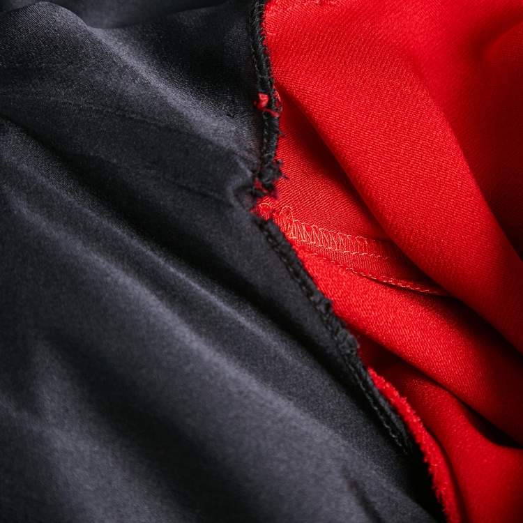 Pre Owned Yves Saint Laurent Vintage Red Crepe Midi Dress L