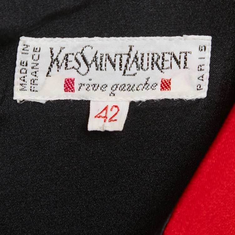 Pre Owned Yves Saint Laurent Vintage Red Crepe Midi Dress L