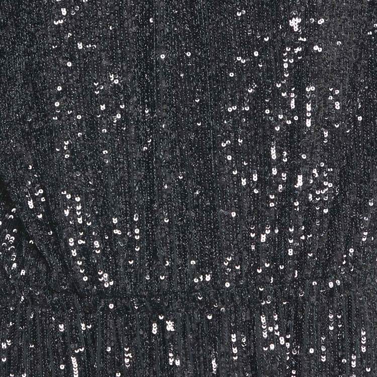 Pre Owned Saint Laurent Paris Black Sequin Long Gown M