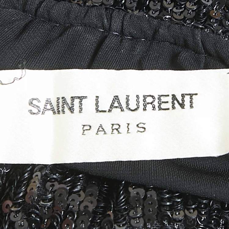 Pre Owned Saint Laurent Paris Black Sequin Long Gown M