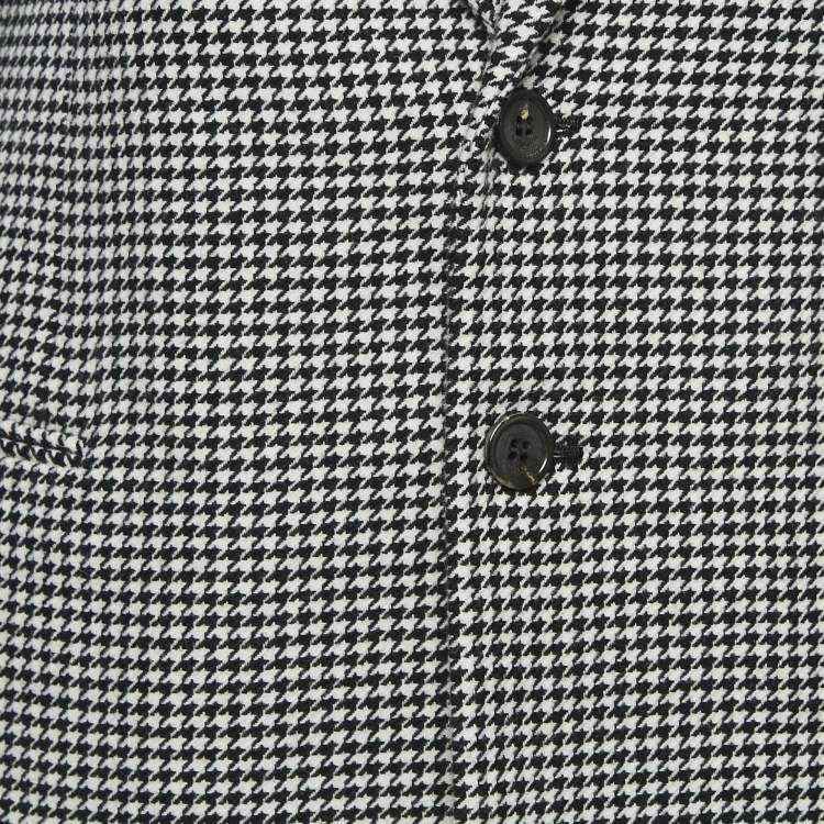 Pre Owned Saint Laurent Black/White Houndstooth Wool Suit M