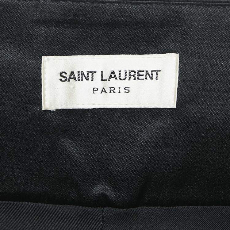 Pre Owned Saint Laurent Black Wool and Satin Trim Pleated Shorts S