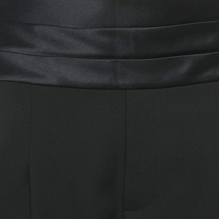 Pre Owned Saint Laurent Black Wool and Satin Trim Pleated Shorts S