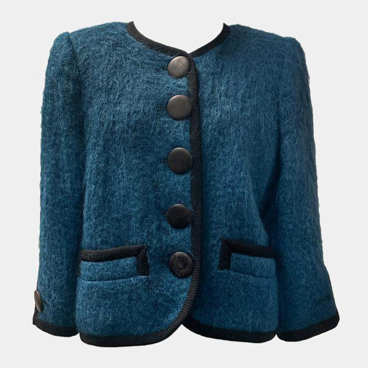 Pre Owned Saint Laurent Paris Black Mohair Vintage 1989 Jacket