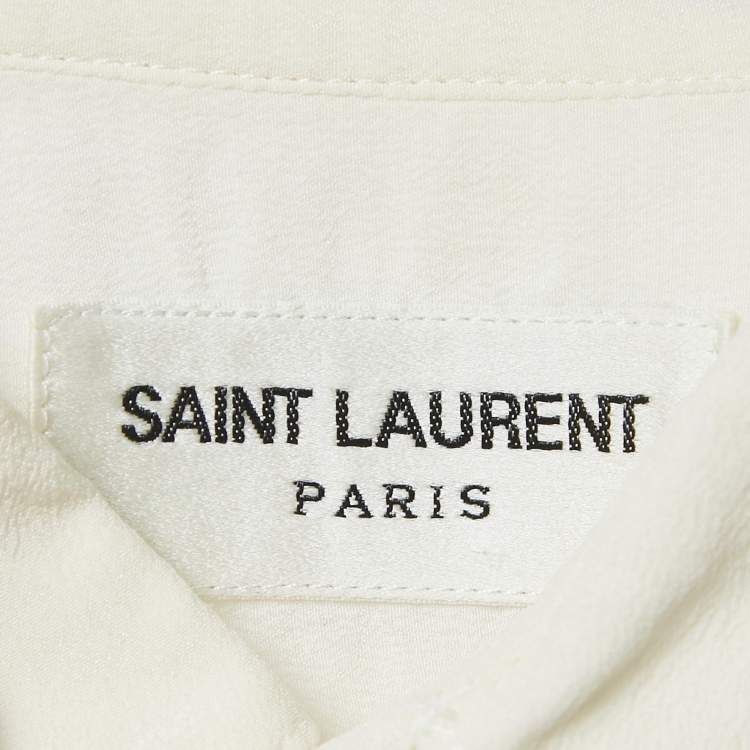 Pre Owned Saint Laurent Paris Off-White Silk Button Front Blouse M