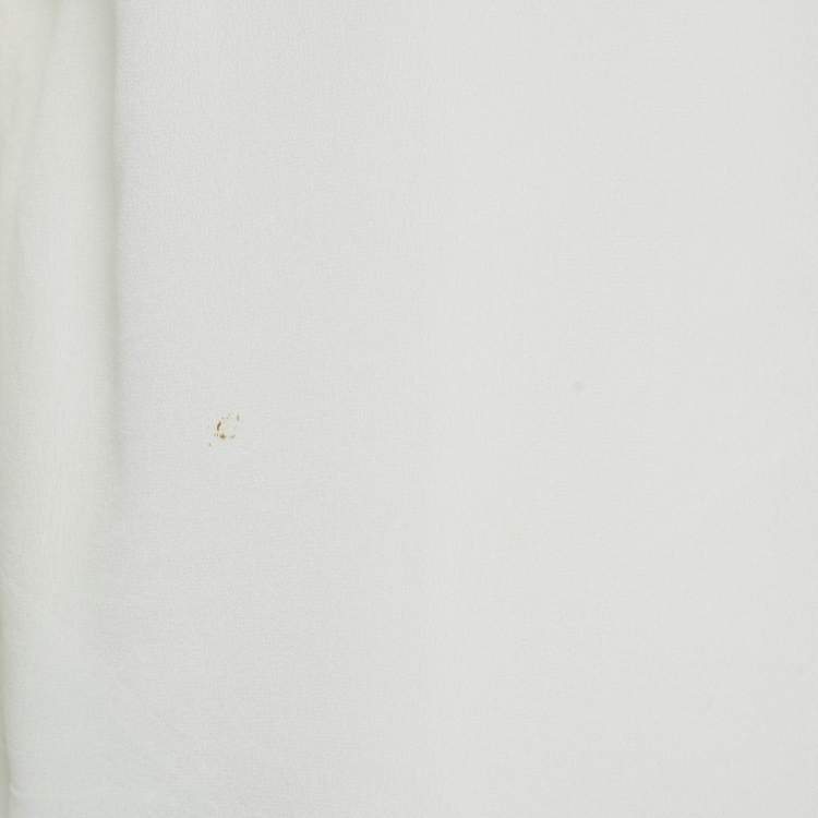 Pre Owned Saint Laurent Paris Off-White Silk Button Front Blouse M