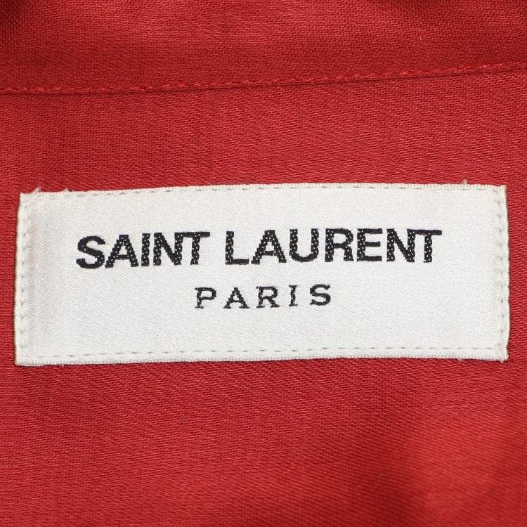 Pre Owned Saint Laurent Red Viscose Long Sleeve Shirt L