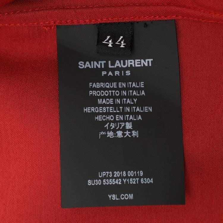 Pre Owned Saint Laurent Red Viscose Long Sleeve Shirt L