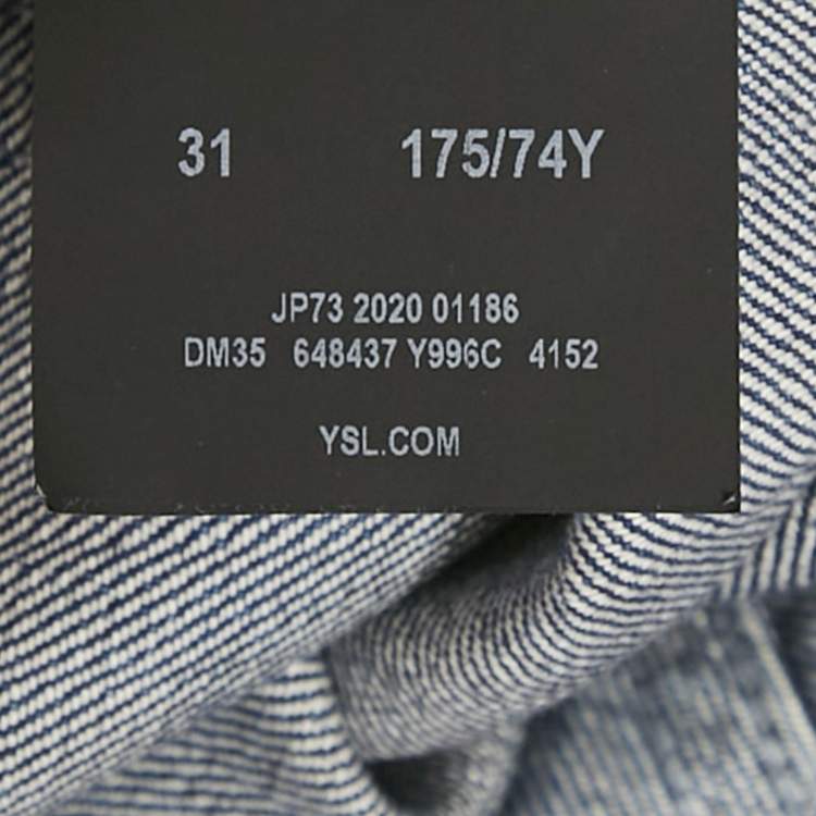 Pre Owned Saint Laurent Paris Blue Faded Denim Straight Leg Jeans L Waist 31"