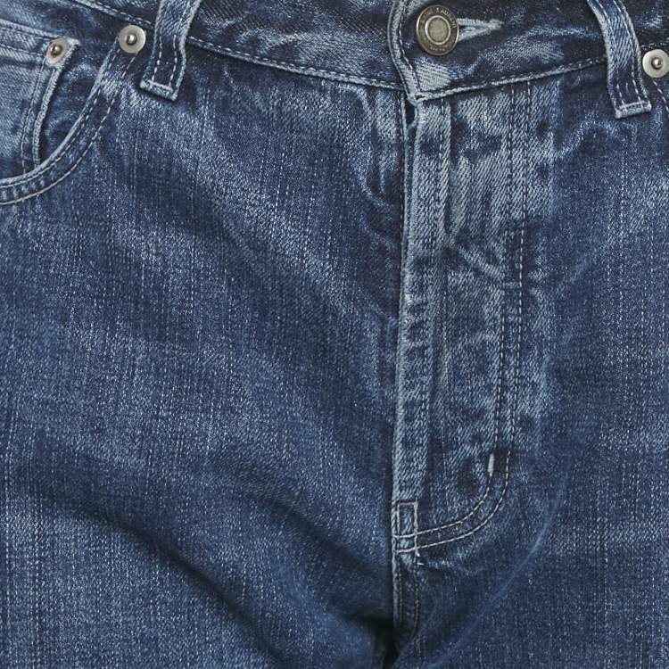 Pre Owned Saint Laurent Paris Blue Faded Denim Straight Leg Jeans L Waist 31"