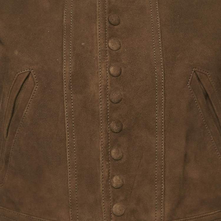 Pre Owned Saint Laurent Brown Nubuck Suede Button Front Jacket S