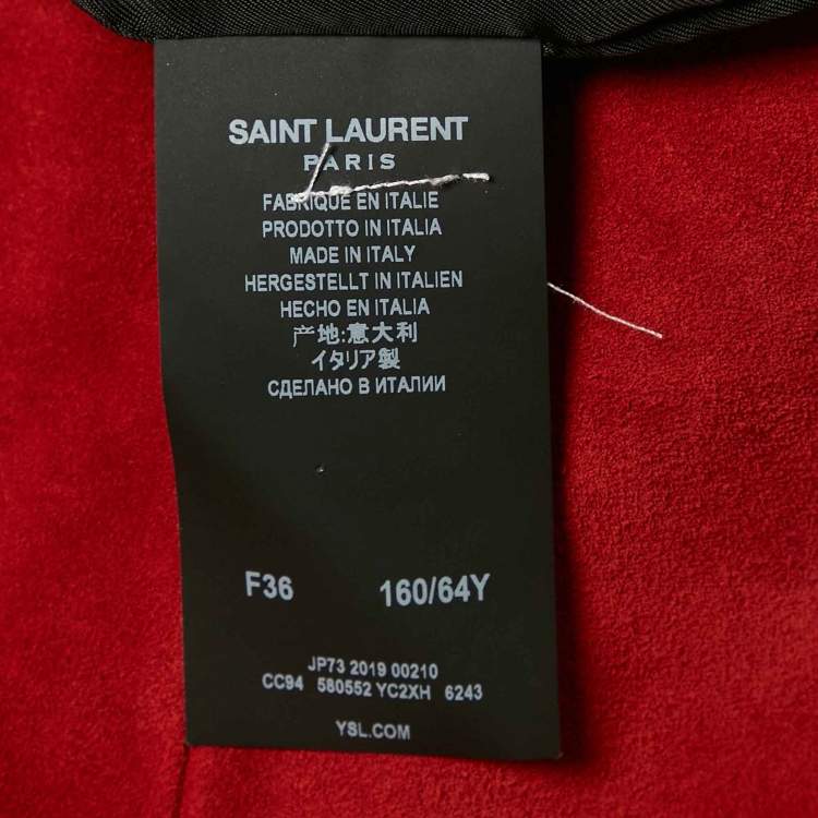 Pre Owned Saint Laurent Red Suede Mini Skirt S