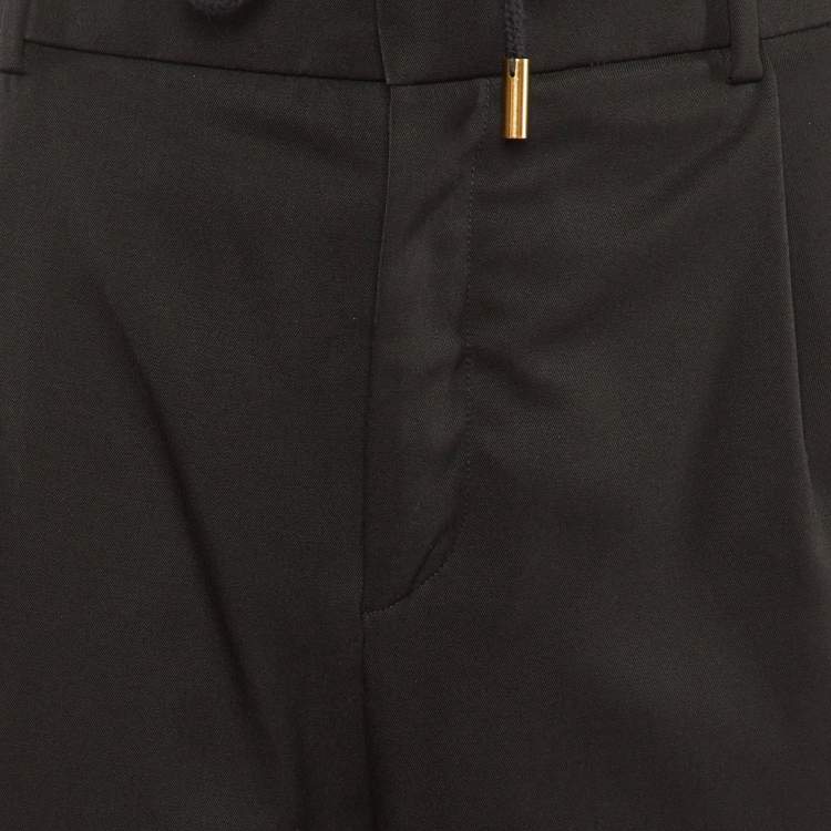 Pre Owned Saint Laurent Black Wool Elasticated Waist Detail Pants L