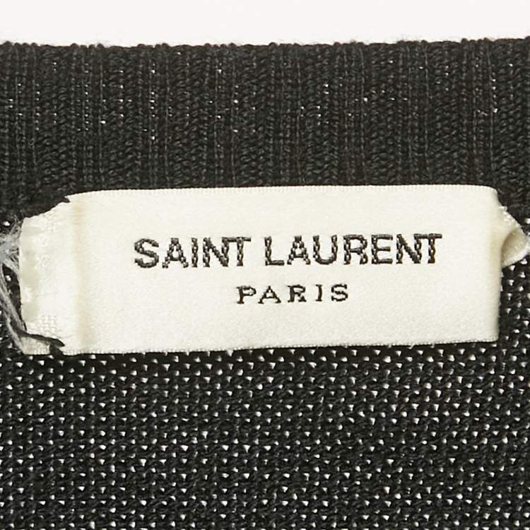 Pre Owned Saint Laurent Black/White Striped Wool Knit Sweater S