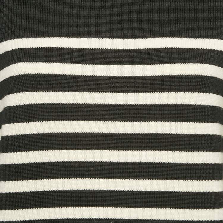 Pre Owned Saint Laurent Black/White Striped Wool Knit Sweater S