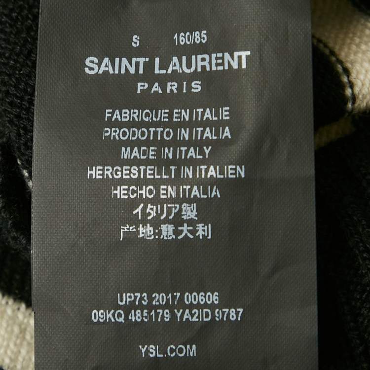 Pre Owned Saint Laurent Black/White Striped Wool Knit Sweater S