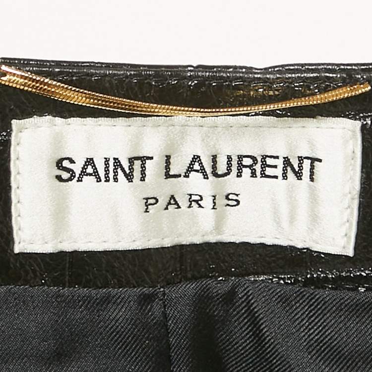 Pre Owned Saint Laurent Paris Black Croc Patterned Leather Mini Skirt S