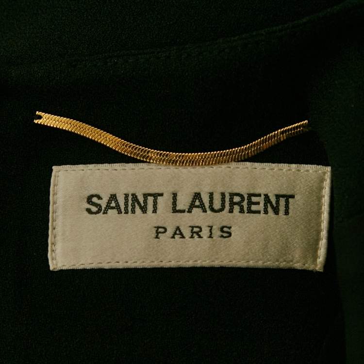 Pre Owned Saint Laurent Black Crepe Gathered Mini Dress S