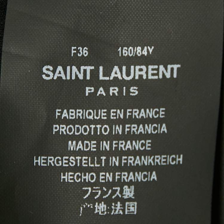 Pre Owned Saint Laurent Black Crepe Gathered Mini Dress S