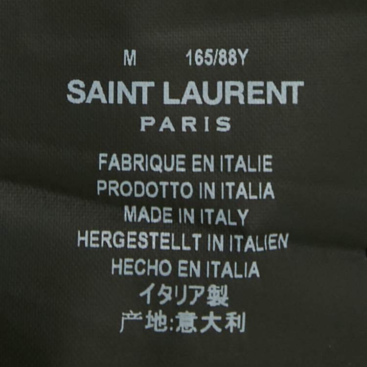 Pre Owned Saint Laurent Denim Heart Detail Button Front Long Sleeve M