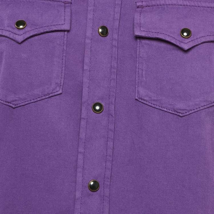 Pre Owned Saint Laurent Purple Button Front Shirt S