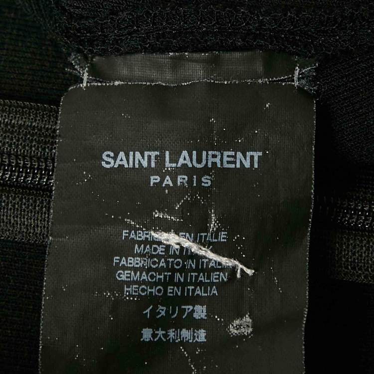 Pre Owned Saint Laurent Black Knit & Mesh Skater Mini Dress XL