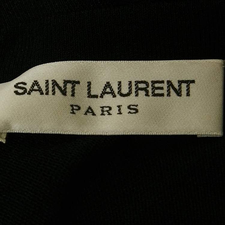 Pre Owned Saint Laurent Black Knit & Mesh Skater Mini Dress XL