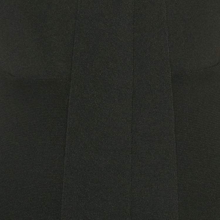 Pre Owned Saint Laurent Black Knit & Mesh Skater Mini Dress XL