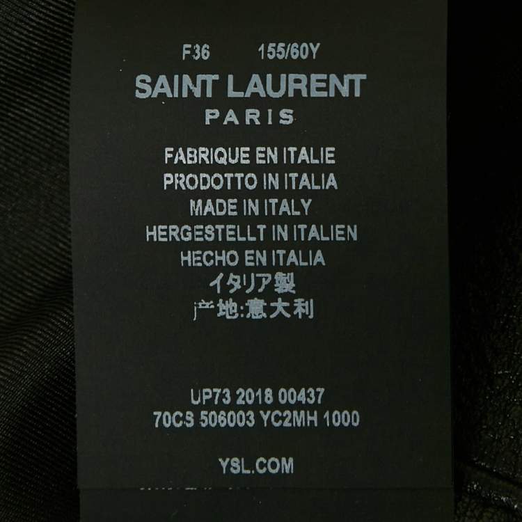 Pre Owned Saint Laurent Black Leather Pleated Short S