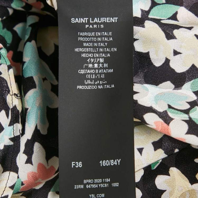 Pre Owned Saint Laurent Multicolor Floral Silk Mini Dress S