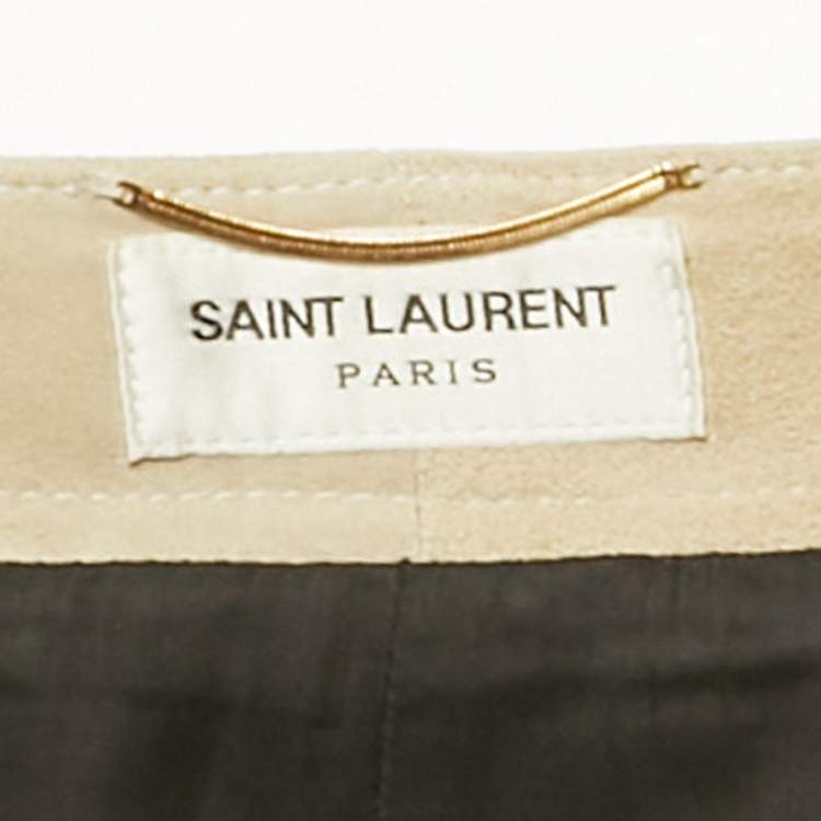 Pre Owned Saint Laurent Beige Suede Pleated Shorts S