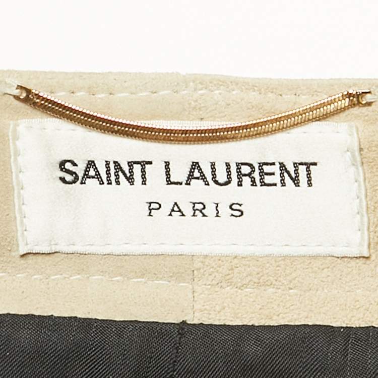 Pre Owned Saint Laurent Beige Suede Pleated Shorts S