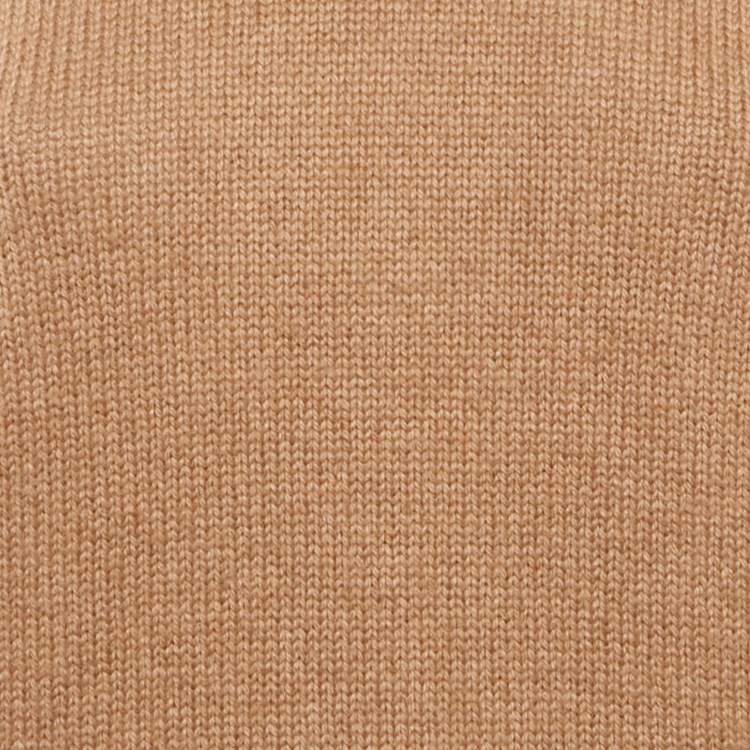 Pre Owned Saint Laurent Paris Camel Brown Rib Knit Crew Neck Sweater L