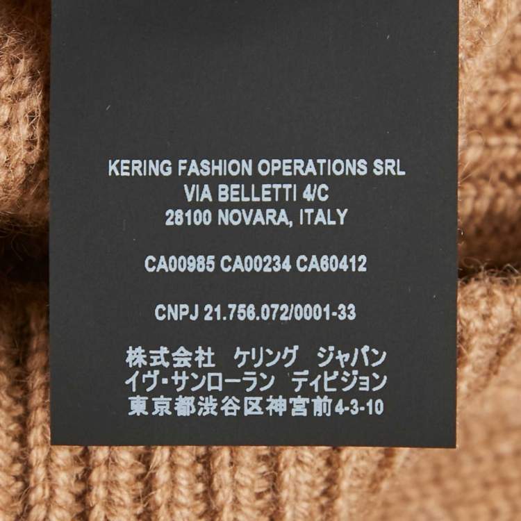 Pre Owned Saint Laurent Paris Camel Brown Rib Knit Crew Neck Sweater L