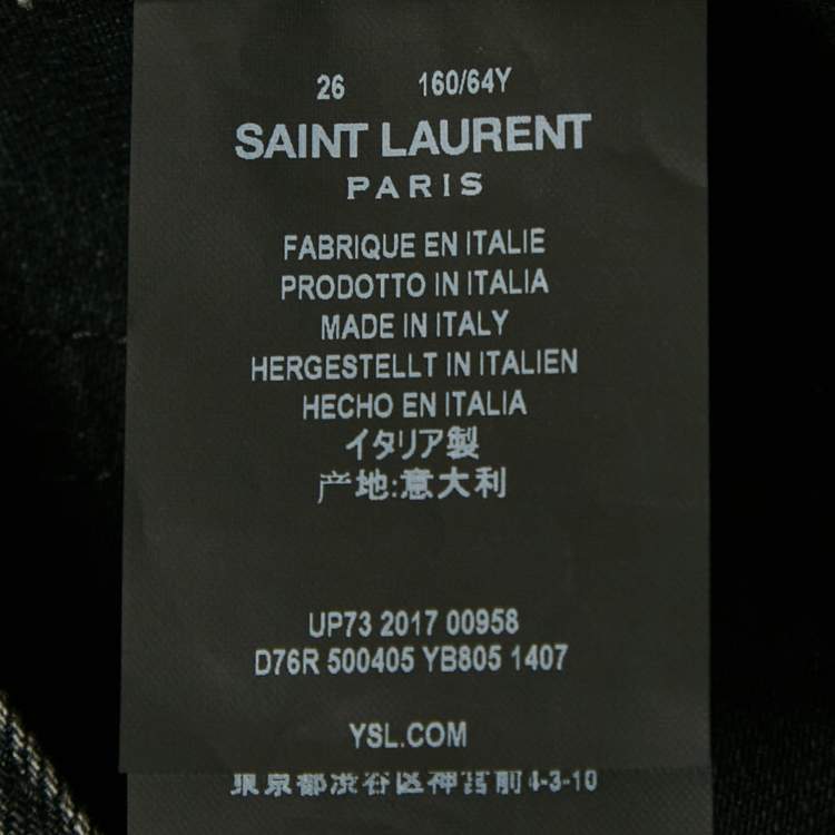Pre Owned Saint Laurent Black Washed Denim Mini Skirt S