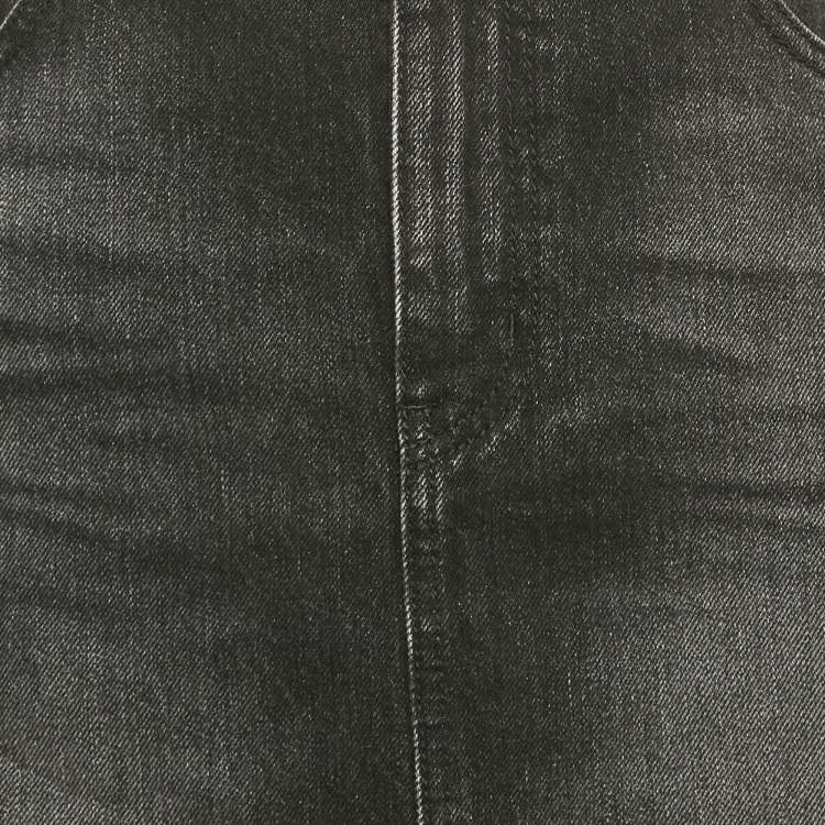 Pre Owned Saint Laurent Black Washed Denim Mini Skirt S