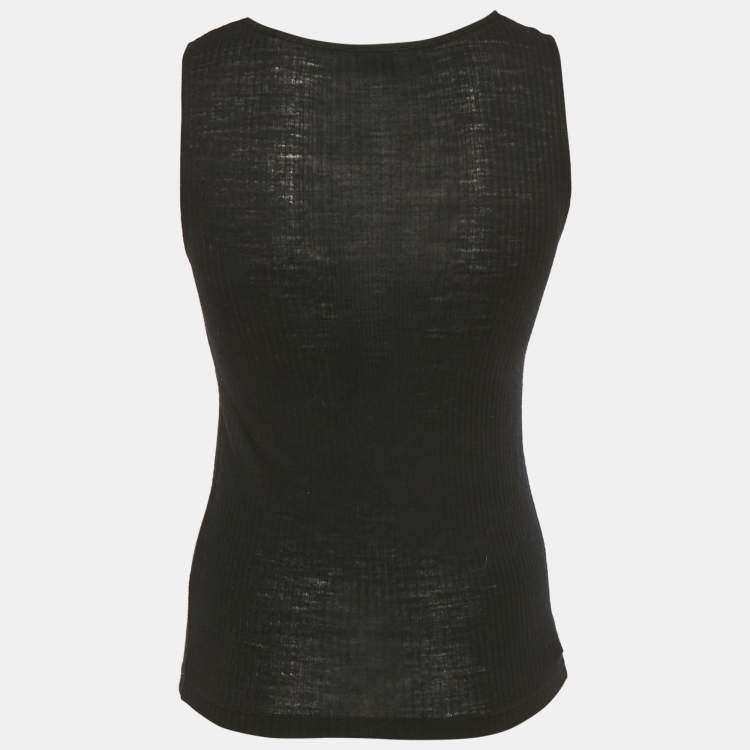 Pre Owned Saint Laurent Black Rib Knit Tank Top XS