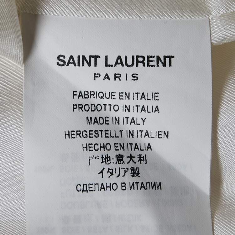 Pre Owned Saint Laurent Paris Ivory Satin Tailored Suit S/M