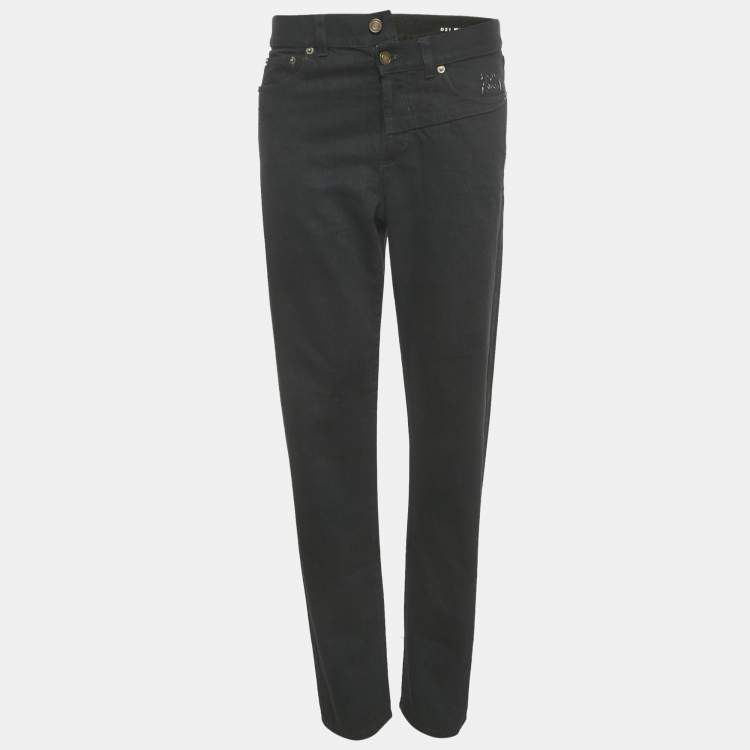 Pre Owned Saint Laurent Black Denim Crossover Slim Fit Jeans M Waist 29"  