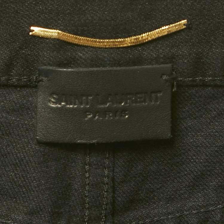 Pre Owned Saint Laurent Black Denim Crossover Slim Fit Jeans M Waist 29"  