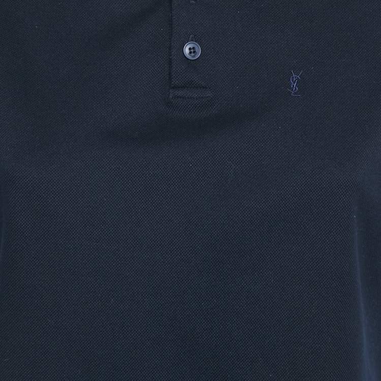 مملوكة مسبقًا Saint Laurent Paris Navy Blue Cotton Pique Polo T-Shirt XS