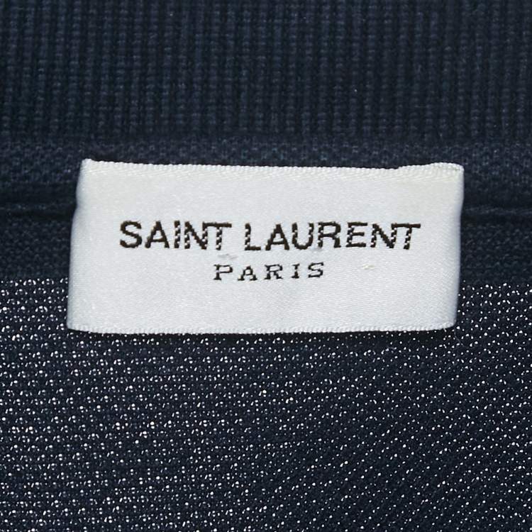 مملوكة مسبقًا Saint Laurent Paris Navy Blue Cotton Pique Polo T-Shirt XS