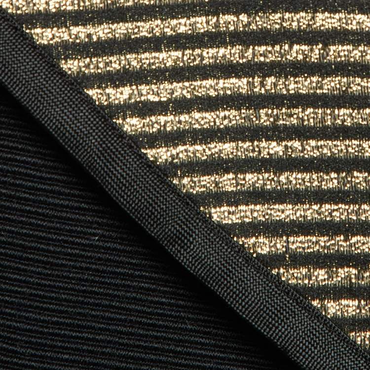 Pre Owned Saint Laurent Vintage Black Ribbed Lurex Collar Detail Jacket S