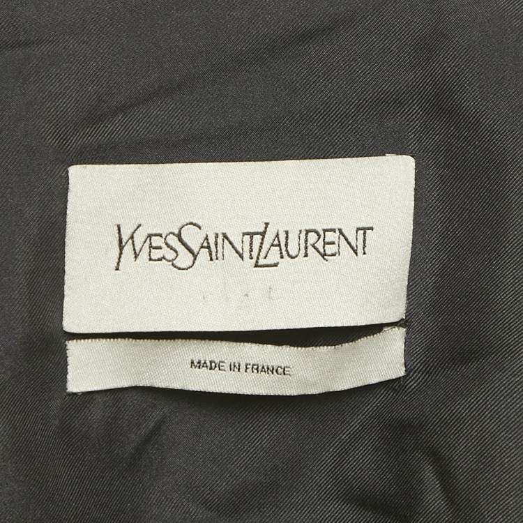 Pre Owned Saint Laurent Black Wool Fringed Trim Distressed Coat  S 
