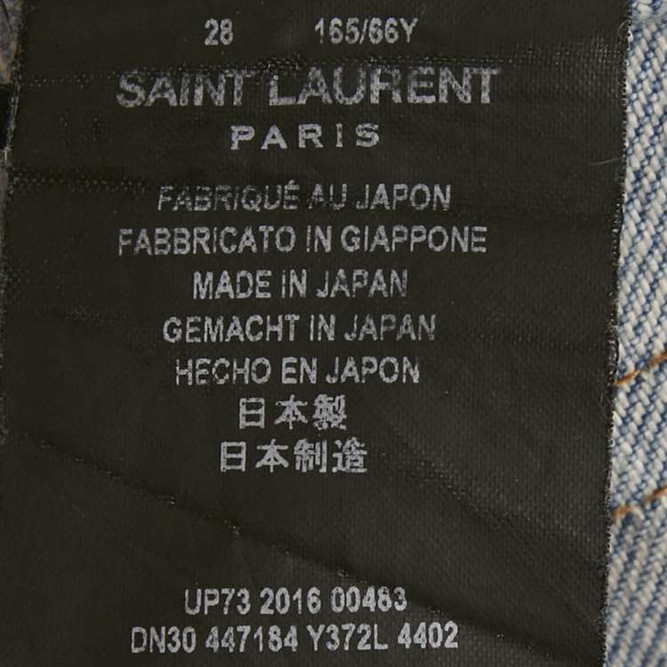 Pre Owned Saint Laurent Paris Blue Faded Denim Skinny Jeans M Waist 28"