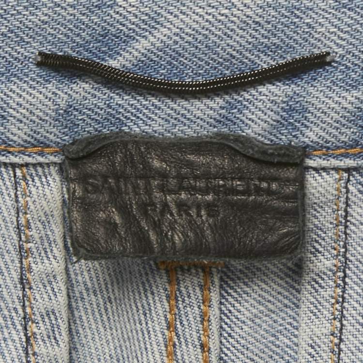 Pre Owned Saint Laurent Paris Blue Faded Denim Skinny Jeans M Waist 28"