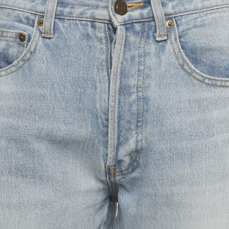 Pre Owned Saint Laurent Paris Blue Faded Denim Skinny Jeans M Waist 28"