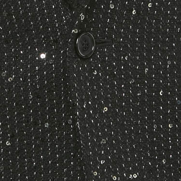 Pre Owned Saint Laurent Black Sequin Tweed Blazer S